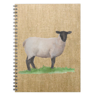 Watercolor Suffolk-schaap Notitieboek
