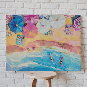 Watercolor Summer Beach Canvas Afdruk