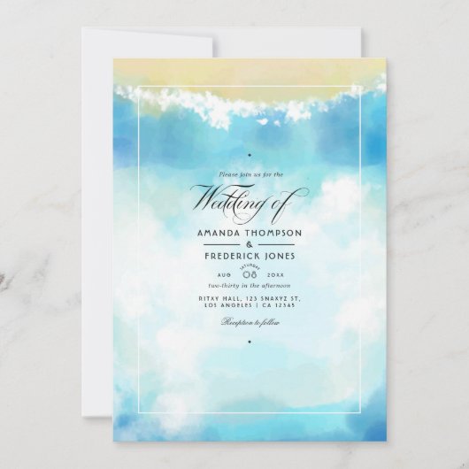 Watercolor Summer Beach Mariage Invitation (Devant)