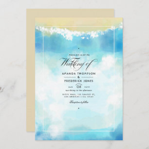 Watercolor Summer Beach Mariage Invitation