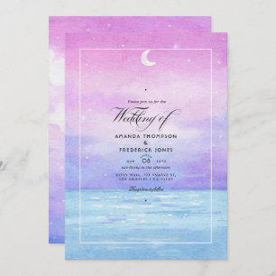 Watercolor Summer Beach Mariage Invitation