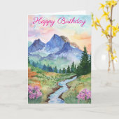 Watercolor Summer Mountain Kaart (Gele Bloem)