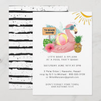Watercolor Summer Pool Party Invitation