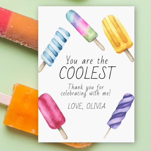 Watercolor Summer Popsicle Anniversaire Merci