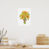 Watercolor Sunflower Bouquet Poster (Keuken)