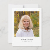 Watercolor Sunflower Funeral Photo Merci (Dos)