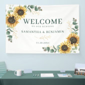 Watercolor Sunflower Greenery Wedding Spandoek (Beurs)