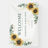 Watercolor Sunflower Greenery Wedding Spandoek (Verticaal)