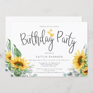 Watercolor Sunflower Invitation de fête d'annivers
