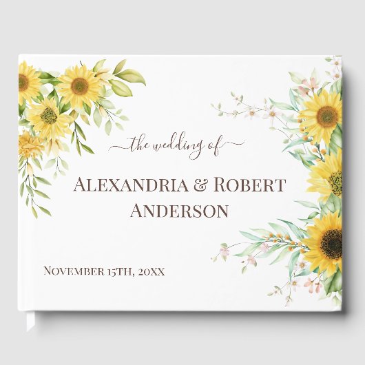 Watercolor Sunflower Mariage Livre d'or (Recto)