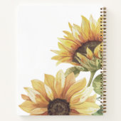 Watercolor Sunflower Monogramme Journal de voyage (Dos)