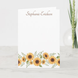 Watercolor Sunflower Personalized Stationery Notitiekaartje