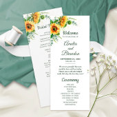 Watercolor Sunflower Programme de mariage rustique