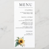 Watercolor Sunflower Rustic Foliage Wedding  Menu (Voorkant)