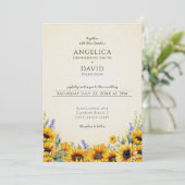 Watercolor Sunflower Wedding Invitation (Debout devant)