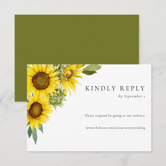 Watercolor Sunflower Wedding RSVP Website Online (Devant / Derrière)
