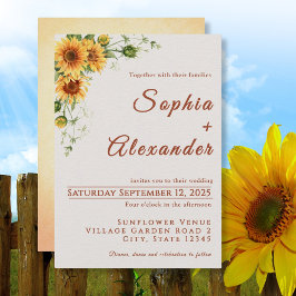 Watercolor Sunflowers Wedding Invitation Kaart