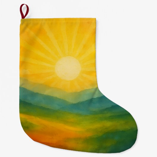 Watercolor Sunrise Landscape Painting Grote Kerstsok (Voorkant)