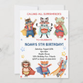 Watercolor Superheroes Invitation de fête d'annive (Devant)