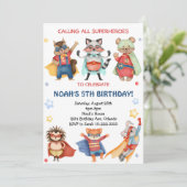 Watercolor Superheroes Invitation de fête d'annive (Debout devant)