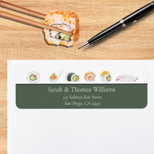Watercolor Sushi en Sashimi Etiket