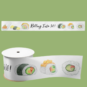 Watercolor Sushi en Sashimi Rollen op Elke Leeftij Lint