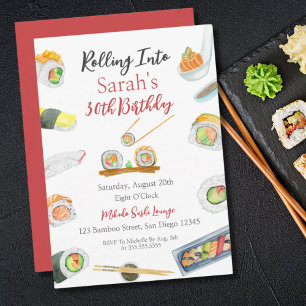 Watercolor Sushi en Sashimi Verjaardag voor elke L Kaart
