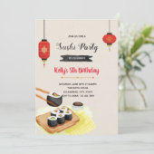 Watercolor sushi feest uitnodiging (Staand voorkant)