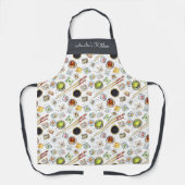 Watercolor Sushi Patroon Wit Grijs Schort (Voorkant)