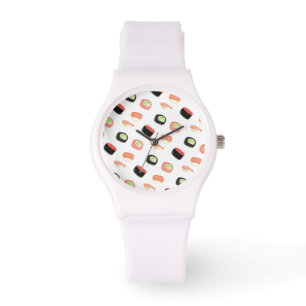 Watercolor Sushi Zalm Komkommer Rolls Horloge