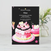 Watercolor Sweet Cake 1er Anniversaire Invitation (Debout devant)