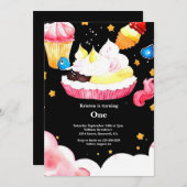 Watercolor Sweet Cake 1er Anniversaire Invitation (Devant / Derrière)