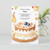 Watercolor Sweet Cake 1er Anniversaire Invitation (Debout devant)