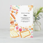 Watercolor Sweet Cake 1er Anniversaire Invitation (Debout devant)