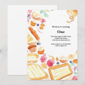 Watercolor Sweet Cake 1er Anniversaire Invitation (Devant / Derrière)