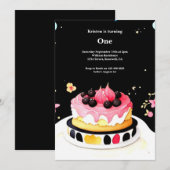 Watercolor Sweet Cake 1er Anniversaire Invitation (Devant / Derrière)