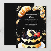 Watercolor Sweet Cake 1er Anniversaire Invitation (Devant / Derrière)