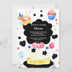 Watercolor Sweet Cake Invitation Anniversaire
