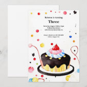 Watercolor Sweet Cake Invitation Anniversaire (Devant / Derrière)