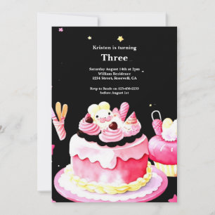 Watercolor Sweet Cake Invitation Anniversaire