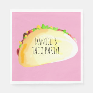 Watercolor Taco Feest Verjaardag Servet
