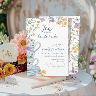 Watercolor Tea with the Bride-to-be Wildflower Kaart