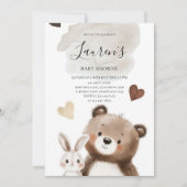Watercolor Teddy Bear Baby Shower Invitation (Devant)