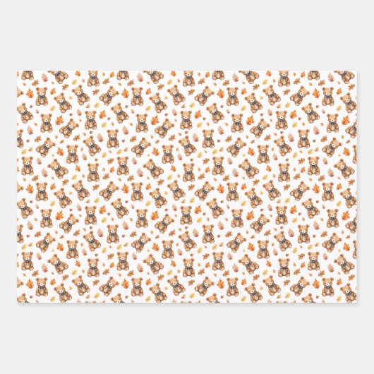 Watercolor Teddy Bear et Feuille Fall Celebration (Devant 2)