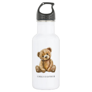 Watercolor Teddybeer Kinderen Naam Waterfles