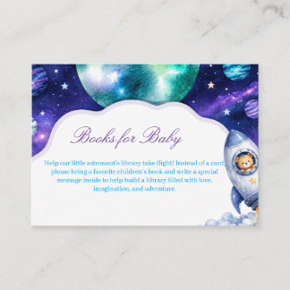Watercolor Teddybeer Raket Boeken voor Baby Kaart