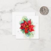 Watercolor tekening Kerst rood bloem Notitiekaartje (Voorkant / Achterkant in situ)