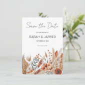 Watercolor Terracotta Bloemen Bruiloft Save The Date (Staand voorkant)