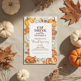 Watercolor Thanksgiving Feast Invitation Kaart