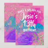 Watercolor Tie Dye Paint Anniversaire Invitation (Devant / Derrière)